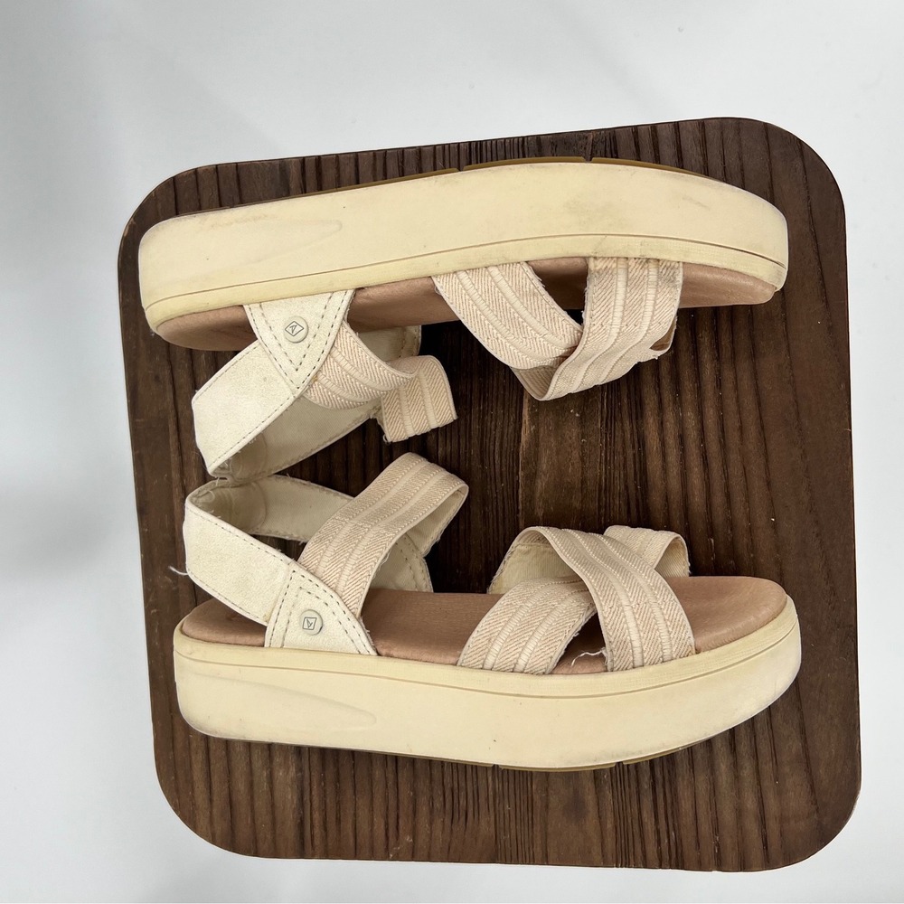 Sperry Plushstep Cream Platform Strappy Sandal 6.5M Coastal Grandma Boho - Picture 6 of 8